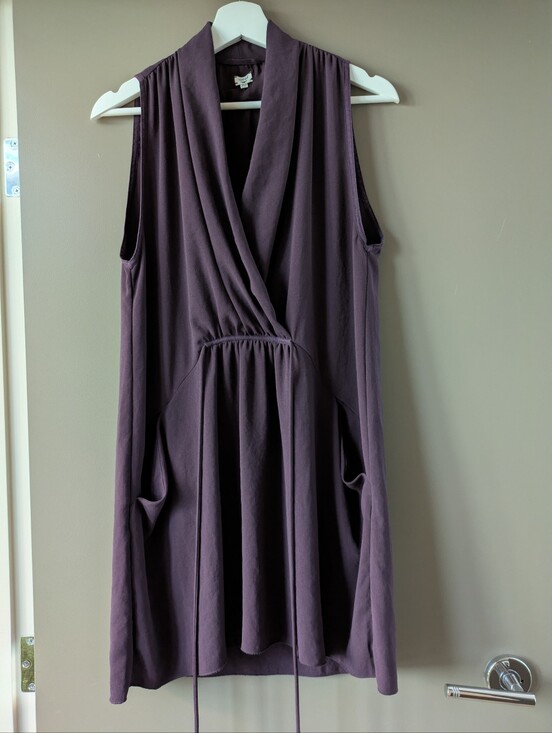 Aritzia Dresses & Skirts - Aritzia Wilfred Sabine Draped Faux Wrap Mini Dress Plum V Neck Sleeveles Medium